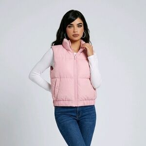 Blush Luxe Leather Puffer Vest